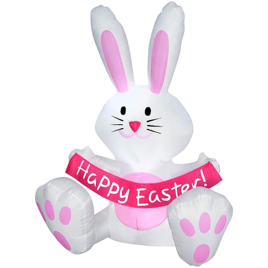3ft. Airblown&#xAE; Inflatable White Happy Easter Bunny